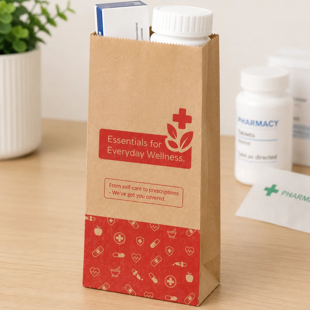 Kraft Paper bag - RX Red - 90x266x55