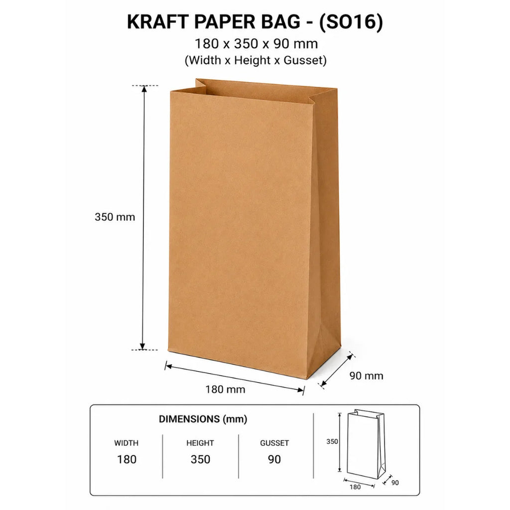 Kraft Paper Bag - (SO16) 180X350X90