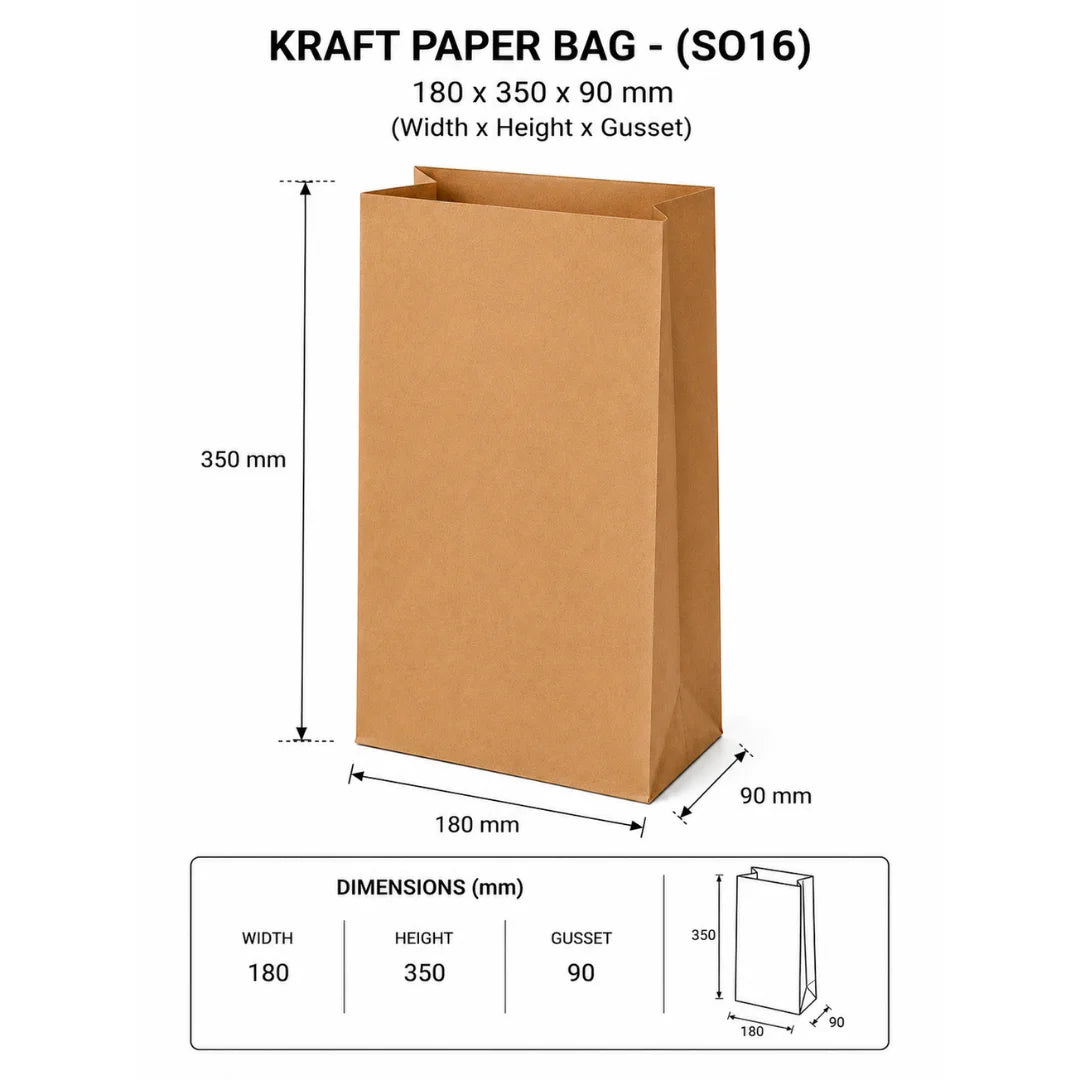Kraft Paper Bag - (SO16) 180X350X90