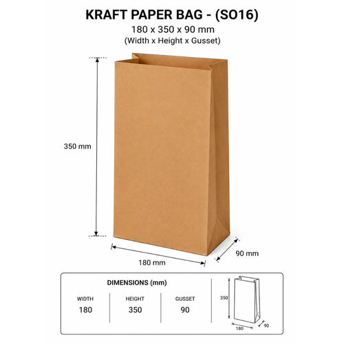 Kraft Paper Bag - (SO16) 180X350X90