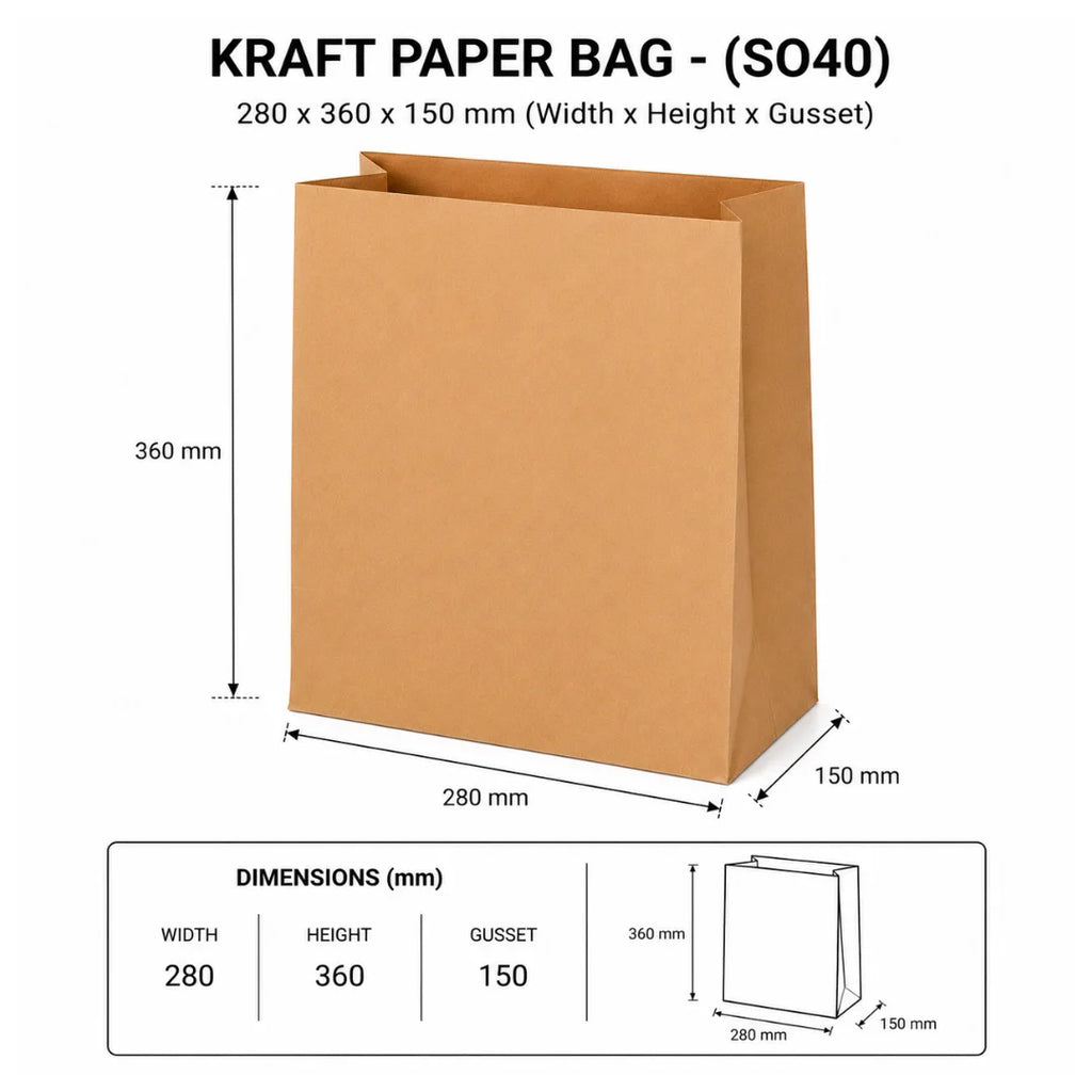 Kraft Paper Bag – (SO40) 280X360X150