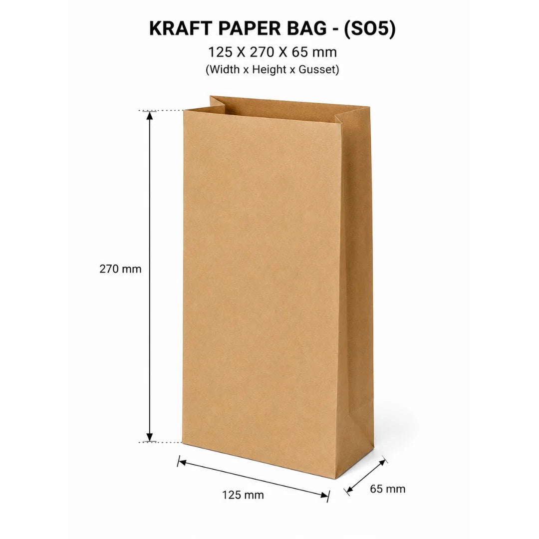 Kraft Paper Bag - (SO5) 125X270X65