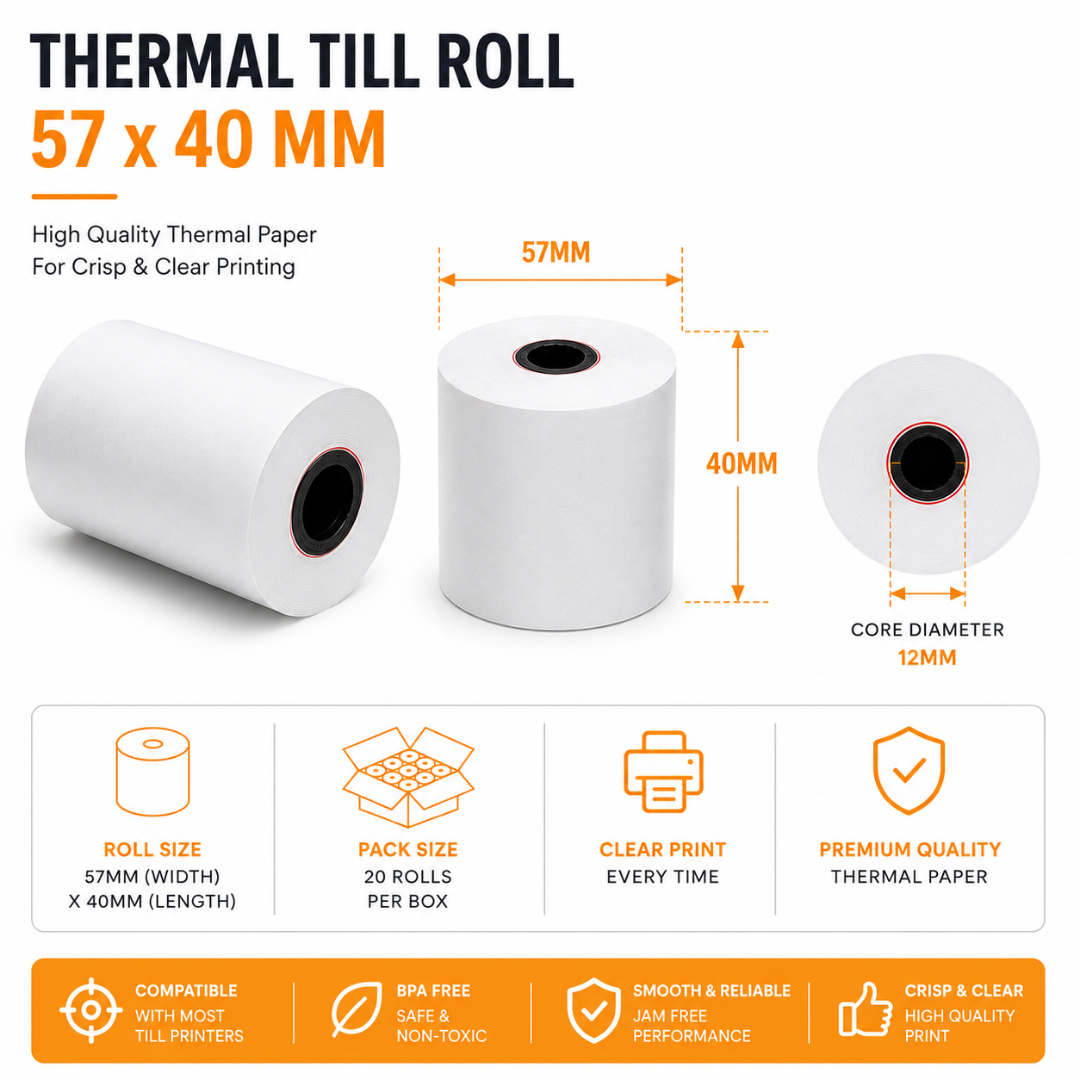 Thermal Till Rolls 57x40mm