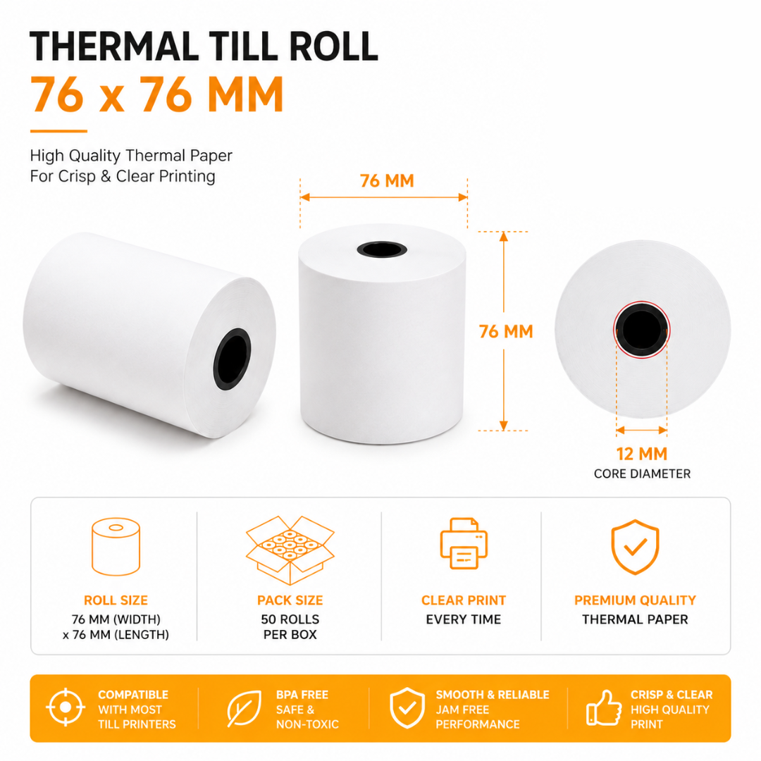 Thermal Till Rolls 76x76mm